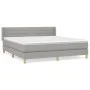 Box spring bed with light gray fabric mattress 160x200 cm by , Beds and slatted bases - Ref: Foro24-3130361, Price: 492,99 €,...