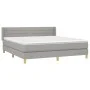 Box spring bed with light gray fabric mattress 160x200 cm by , Beds and slatted bases - Ref: Foro24-3130361, Price: 492,99 €,...