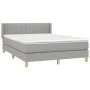 Box spring bed with light gray fabric mattress 140x190 cm by , Beds and slatted bases - Ref: Foro24-3130425, Price: 466,50 €,...