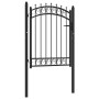 Puerta de valla con picos acero negro 100x125 cm