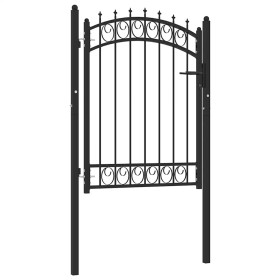 Puerta de valla con picos acero negro 100x125 cm