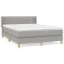 Box spring bed with light gray fabric mattress 140x200 cm by , Beds and slatted bases - Ref: Foro24-3130433, Price: 414,91 €,...