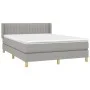 Box spring bed with light gray fabric mattress 140x200 cm by , Beds and slatted bases - Ref: Foro24-3130433, Price: 414,91 €,...