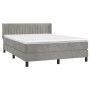 Box spring bed with light gray velvet mattress 140x190 cm by , Beds and slatted bases - Ref: Foro24-3131075, Price: 464,64 €,...