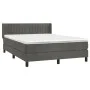Box spring bed with dark gray velvet mattress 140x200 cm by , Beds and slatted bases - Ref: Foro24-3131082, Price: 418,64 €, ...