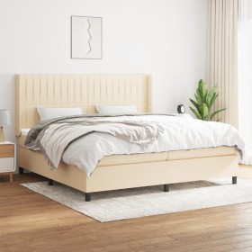 Box spring bed with cream fabric mattress 200x200 cm by , Beds and slatted bases - Ref: Foro24-3131622, Price: 628,46 €, Disc...