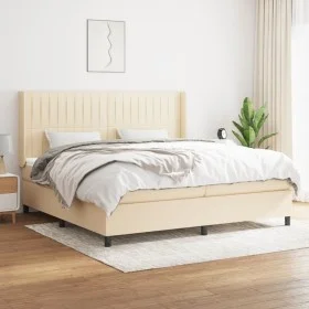 Box spring bed with cream fabric mattress 200x200 cm by , Beds and slatted bases - Ref: Foro24-3131622, Price: 630,70 €, Disc...