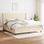 Box spring bed with cream fabric mattress 200x200 cm by , Beds and slatted bases - Ref: Foro24-3131622, Price: 628,46 €, Disc...