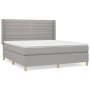 Box spring bed with light gray fabric mattress 160x200 cm by , Beds and slatted bases - Ref: Foro24-3132081, Price: 571,74 €,...