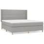 Box spring bed with light gray fabric mattress 160x200 cm by , Beds and slatted bases - Ref: Foro24-3132081, Price: 559,63 €,...