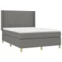Box spring bed with dark gray fabric mattress 140x190 cm by , Beds and slatted bases - Ref: Foro24-3132146, Price: 530,60 €, ...