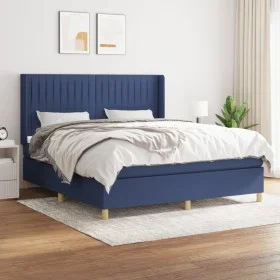 Box spring bed with blue fabric mattress 160x200 cm by , Beds and slatted bases - Ref: Foro24-3132167, Price: 556,43 €, Disco...