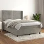 Box spring bed with light gray velvet mattress 140x200 cm by , Beds and slatted bases - Ref: Foro24-3132801, Price: 500,64 €,...