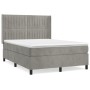 Box spring bed with light gray velvet mattress 140x200 cm by , Beds and slatted bases - Ref: Foro24-3132801, Price: 512,64 €,...