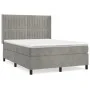 Box spring bed with light gray velvet mattress 140x200 cm by , Beds and slatted bases - Ref: Foro24-3132801, Price: 500,64 €,...