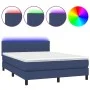 Box spring bed mattress and LED lights blue fabric 140x190 cm by , Beds and slatted bases - Ref: Foro24-3133315, Price: 444,3...