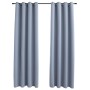 Cortinas opacas con anillas de metal 2 pzs gris 140x175 cm