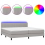 Cama box spring con colchón tela y LED gris claro 200x200 cm de , Camas y somieres - Ref: Foro24-3133341, Precio: 588,80 €, D...