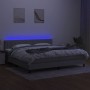 Cama box spring con colchón tela y LED gris claro 200x200 cm de , Camas y somieres - Ref: Foro24-3133341, Precio: 588,80 €, D...