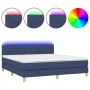 Box spring bed with mattress and LED blue fabric 160x200 cm by , Beds and slatted bases - Ref: Foro24-3133811, Price: 475,75 ...