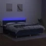 Box spring bed with mattress and LED blue fabric 160x200 cm by , Beds and slatted bases - Ref: Foro24-3133811, Price: 475,75 ...