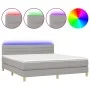 Boxspringbett mit Stoffmatratze und hellgrauer LED 160x200 cm von , Betten und Lattenroste - Ref: Foro24-3133805, Preis: 503,...