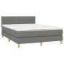 Box spring bed mattress and LED lights dark gray fabric 140x190 cm by , Beds and slatted bases - Ref: Foro24-3133870, Price: ...