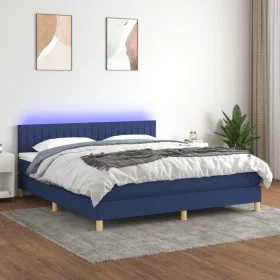 Boxspringbett mit Matratze und LED-blauem Stoff 160x200 cm von , Betten und Lattenroste - Ref: Foro24-3133891, Preis: 483,06 ...