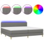 Box spring bed with mattress and LED dark gray fabric 200x200 cm by , Beds and slatted bases - Ref: Foro24-3133902, Price: 56...