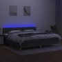 Box spring bed with mattress and LED dark gray fabric 200x200 cm by , Beds and slatted bases - Ref: Foro24-3133902, Price: 56...