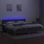 Box spring bed with mattress and LED dark gray fabric 200x200 cm by , Beds and slatted bases - Ref: Foro24-3133902, Price: 57...
