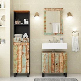 Conjunto de muebles de baño 3 piezas madera maciza reciclada
