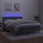 Box spring bed with mattress and LED light gray velvet 140x190 cm by , Beds and slatted bases - Ref: Foro24-3134519, Price: 4...