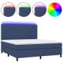 Box spring bed mattress and LED lights blue fabric 160x200 cm by , Beds and slatted bases - Ref: Foro24-3134971, Price: 537,3...
