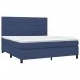 Box spring bed mattress and LED lights blue fabric 160x200 cm by , Beds and slatted bases - Ref: Foro24-3134971, Price: 537,3...
