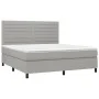 Box spring bed mattress and LED lights light gray fabric 160x200 cm by , Beds and slatted bases - Ref: Foro24-3134965, Price:...