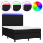 Box spring bed mattress and LED lights black fabric 140x200 cm by , Beds and slatted bases - Ref: Foro24-3135039, Price: 520,...