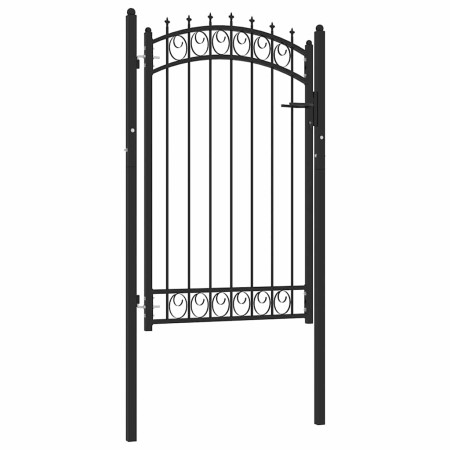 Puerta de valla con picos acero negro 100x150 cm