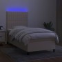 Box spring bed mattress and LED lights cream fabric 100x200 cm by , Beds and slatted bases - Ref: Foro24-3135018, Price: 340,...