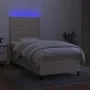 Box spring bed mattress and LED lights cream fabric 100x200 cm by , Beds and slatted bases - Ref: Foro24-3135018, Price: 347,...