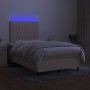 Box spring bed with mattress and LED cream fabric 120x200 cm by , Beds and slatted bases - Ref: Foro24-3135026, Price: 438,19...