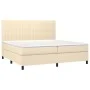 Box spring bed mattress and LED lights cream fabric 200x200 cm by , Beds and slatted bases - Ref: Foro24-3135066, Price: 622,...