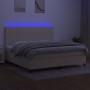Cama box spring colchón y luces LED tela crema 200x200 cm de , Camas y somieres - Ref: Foro24-3135066, Precio: 630,62 €, Desc...