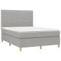 Box spring bed mattress and LED lights light gray fabric 140x190 cm by , Beds and slatted bases - Ref: Foro24-3135589, Price:...