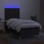 Box spring bed mattress and LED lights black fabric 100x200 cm by , Beds and slatted bases - Ref: Foro24-3135575, Price: 334,...