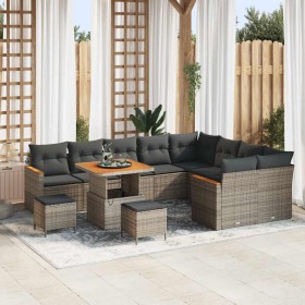 Conjunto de sofá de jardín 12 pcs Gris Rattan de Poliéster en Sofás de exterior | Comprar online en Foro24