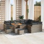 Conjunto de sofá de jardín 12 pcs Gris Rattan de Poliéster en Sofás de exterior | Comprar online en Foro24