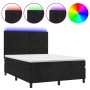 Boxspringbett mit Matratze und LED-Samt in Schwarz, 140 x 200 cm von , Betten und Lattenroste - Ref: Foro24-3136247, Preis: 4...