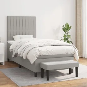 Box spring bed with light gray fabric mattress 80x200 cm by , Beds and slatted bases - Ref: Foro24-3136709, Price: 329,34 €, ...