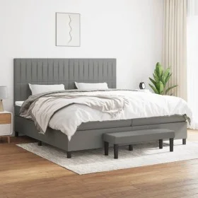Box spring bed with dark gray fabric mattress 200x200 cm by , Beds and slatted bases - Ref: Foro24-3136782, Price: 741,61 €, ...
